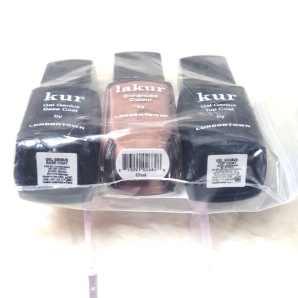 Londontown Kur Chai Gel Like Trio 3 Pcs Set Base Lakur Color Top New Sealed NWT - Picture 2 of 7
